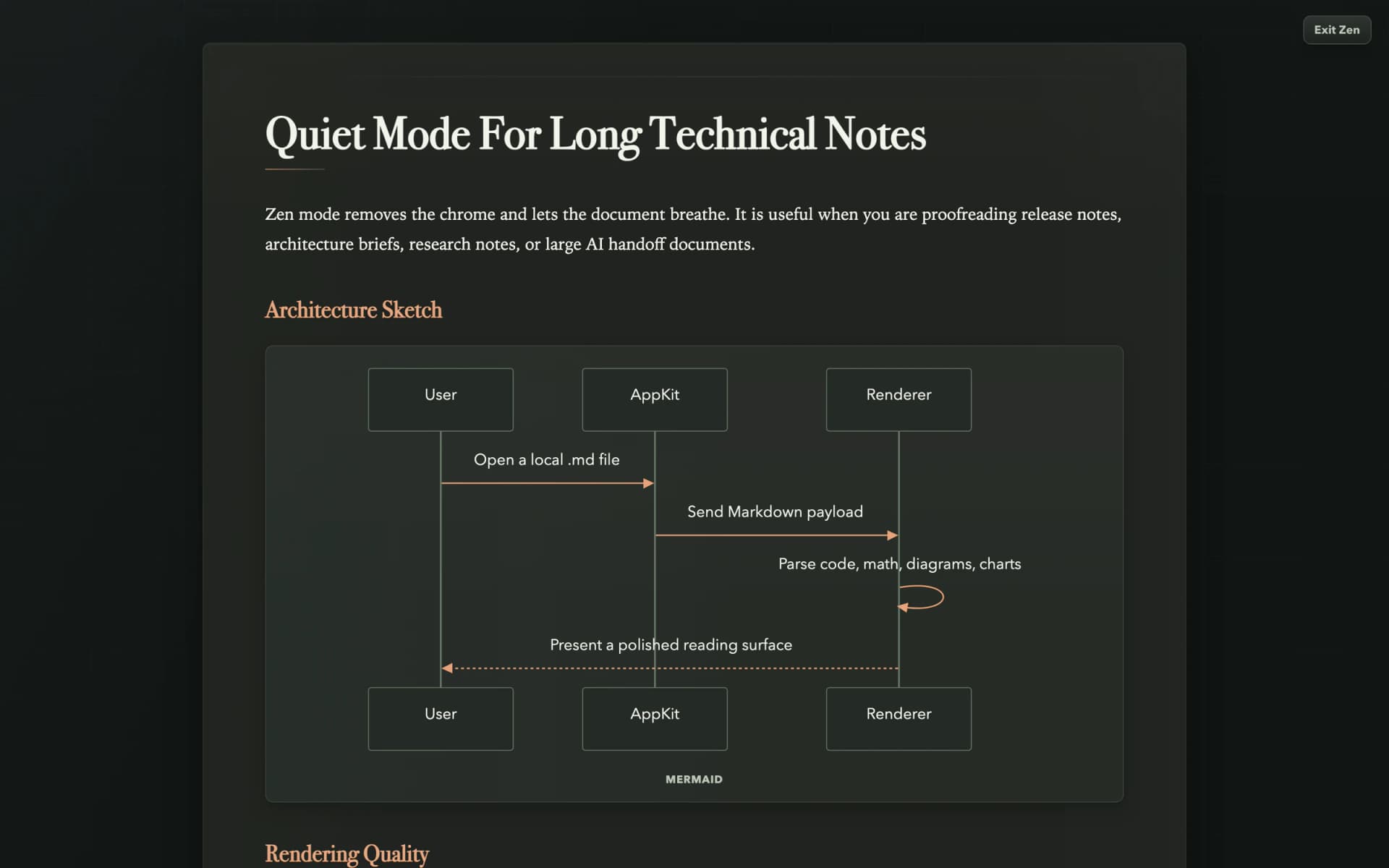 Siftmd zen mode in dark theme